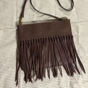 The Sak Fringe Brown Leather Crossbody Bag